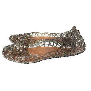 Vivienne Westwood Womens‎ Silver Glitter Jelly Lace Flats 6.5